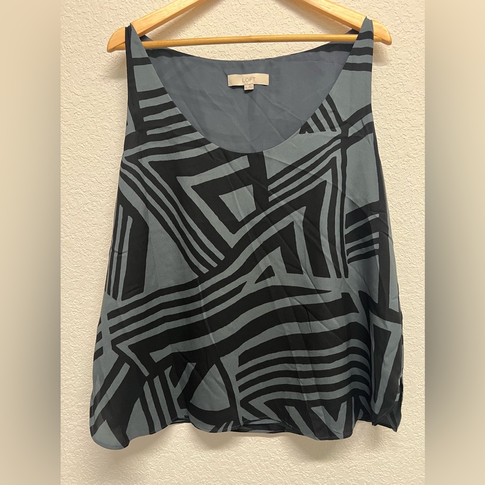 *LOFT Black and Grey Georgette Crop Top Sleeveless XL